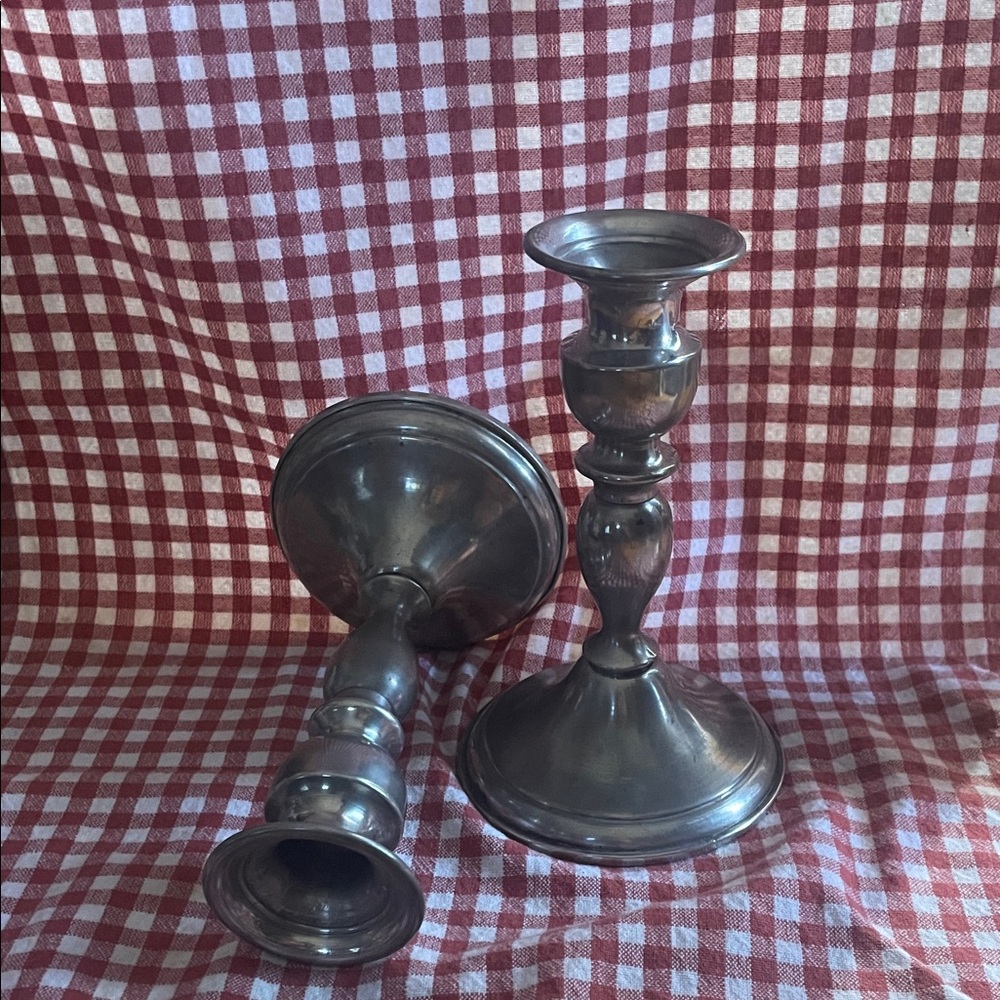 Pewter Candlesticks - Picture 3 of 4